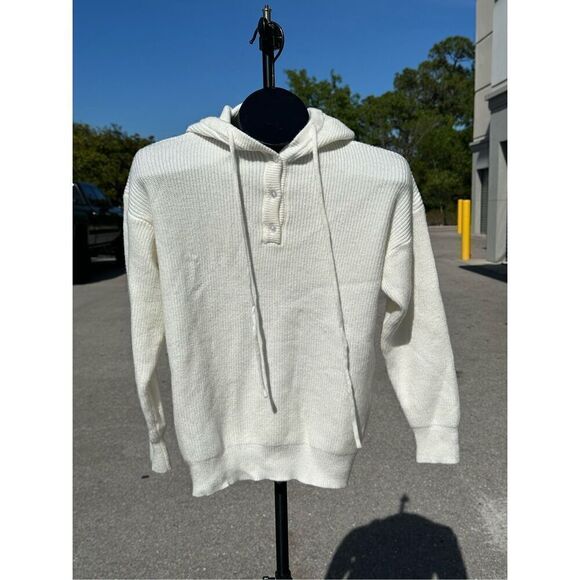 Cream Knit Hoodie Sweater Size M - Picture 4 of 4